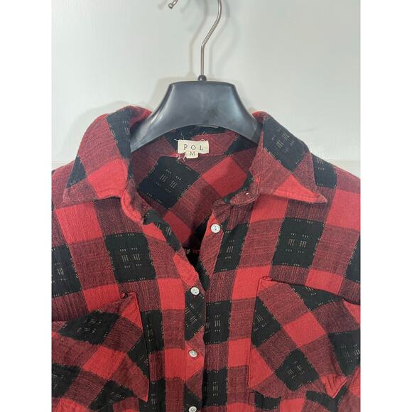 POL Bohemian Inspired Plaid Ombré Button Down Size Women M Medium Oversized Fit - Picture 5 of 9